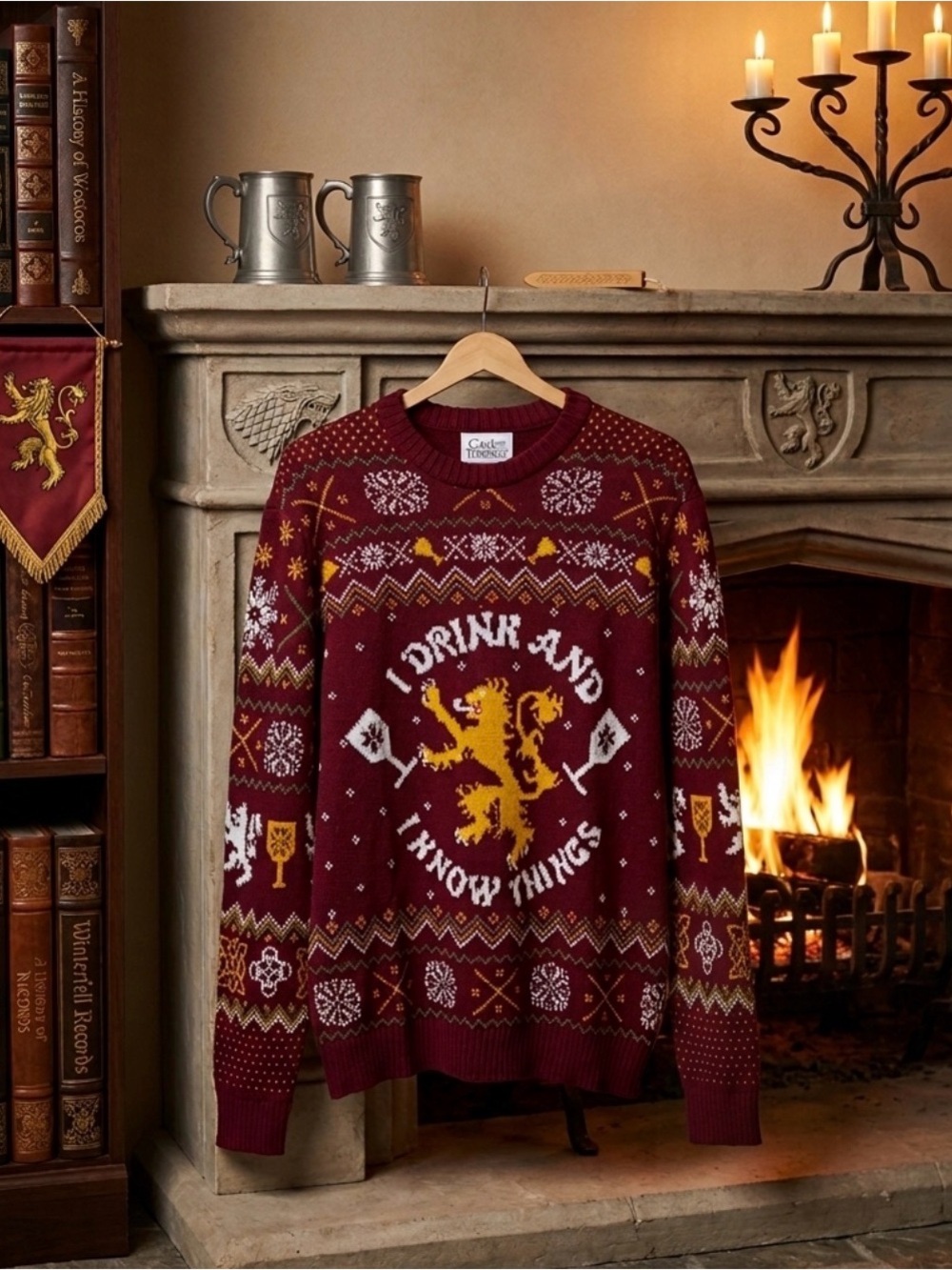 Burgundy 'I Drink and I Know Things' Knit Sweater Game of Thrones HBO
